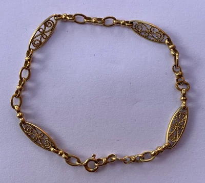 SUPERBE BRACELET MAILLES FILIGRANES EN OR JAUNE 18 CARATS 750, TRES BON ETAT ! - Photo 1/4