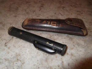 Vintage Brass Pocket Bubble Level Transit Scope Leather Case - Picture 1 of 6