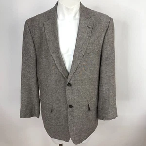 Tasso Elba Island Large 42-44 Herringbone Linen Cotton Sport Coat Jacket Brown - Picture 1 of 12