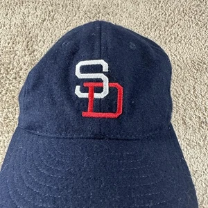 San Diego Padres Hat Cap Strap Back Mens Blue MLB Ebbets Field Flannels Made USA - Picture 1 of 11
