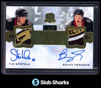 2022 UD THE CUP TIM STUTZLE BRADY TKACHUK SIGNATURE PATCHES DUAL PATCH AUTO /5 - Image 1 of 4