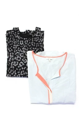 Camiseta Regata Joie Feminina Estampa de Leopardo Seda Azul Cinza Tamanho Pequeno Lote 2 - Imagem 1 de 4