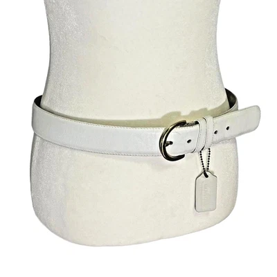 Cinturón Coach Vintage Cuero Blanco Hecho en EE. UU. Talla XL Dinero Antiguo Minimalista Foto 1 de 4