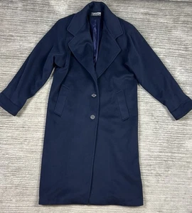Vintage Larry levine Classics Coat Womens 10 Blue 100% Wool USA Union Made Long - Picture 1 of 13