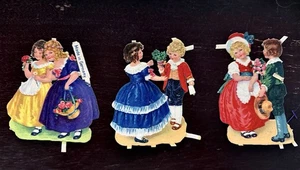 Antike viktorianische gestanzte Papierpuppen Konvolut 3 Paare Lithographie Schrott Deutschland - Bild 1 von 4