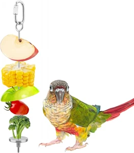 Porta Frutta Verdura Uccelli Acciaio Inox Spiedino Verdura da Appendere Mangime T - Foto 1 di 7
