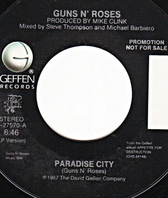 GUNS N' ROSES Paradise City GEFFEN NM vinyl picture sleeve PROMO NEVER PLAYED! Foto 1 de 4