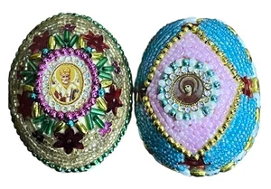Uova di Pasqua con Perline Religiose Ortodosse Russe San Nicola Madre di Dio - Foto 1 di 14