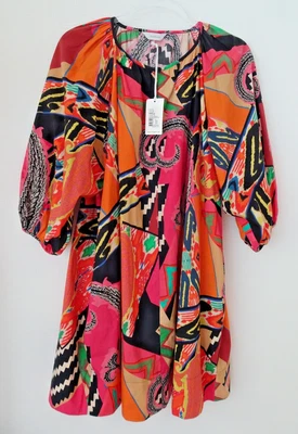 Frogbox Kleid Baumwolle 40 Orange Allover-Muster neu - Bild 1 von 4