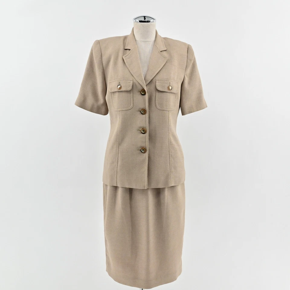 De Colección Oleg Cassini Falda Traje Talla 6 Beige Academia Dinero Antiguo Tranquilo Lujo Carrera Foto 1 de 4