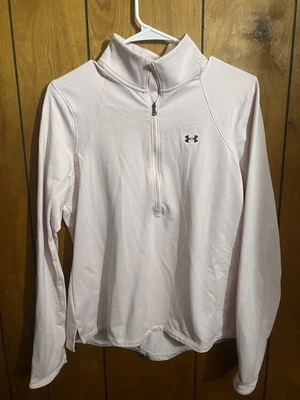 Camisa Pullover Under Armour 1/4 Cremallera Para Mujer Grande Logo Rosa Pálido Claro Foto 1 de 4