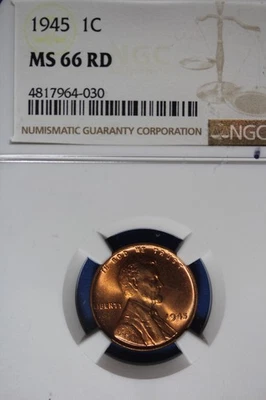 1945 NGC- MS66 RD LINCOLN WHEAT CENT #B50524 - Image 1 of 2