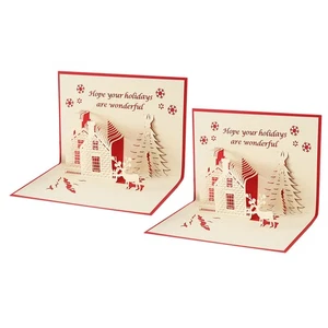 2pcs Weihnachtskarten 3d Hollow Weihnachtsgrüßkarte Segenkarten Geschenkkarten - Bild 1 von 14
