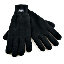 RJM MENS BLACK HEATGUARD THERMAL THINSULATE KNITTED WINTER ACRYLIC GLOVES GL130