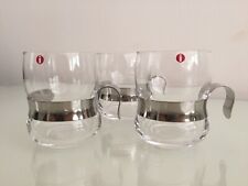 NEW Iittala of Finland Set Of 3 PAULA Hot Drink Glasses w/Silver Handles