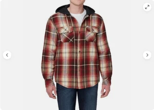 Legendary Outfitters Men’s Shirt Jacket with Hood (RED/BROWN Plaid XLARGE)NWT - Picture 1 of 6