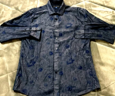 Camisa Vince Camuto Azul Floral Abotonada Manga Larga Mezcla Poliéster Mediana Foto 1 de 4