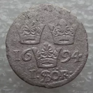 Schweden 1 Erz 1694 seltene Carl XI Silbermünze Vk - Bild 1 von 7