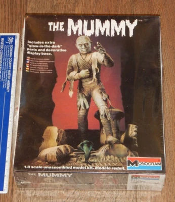 1983 MONOGRAM THE MUMMY 1/8 SCALE MODEL KIT, 6010, GLOW-IN-DARK, NOS, SEALED - Image 1 of 3