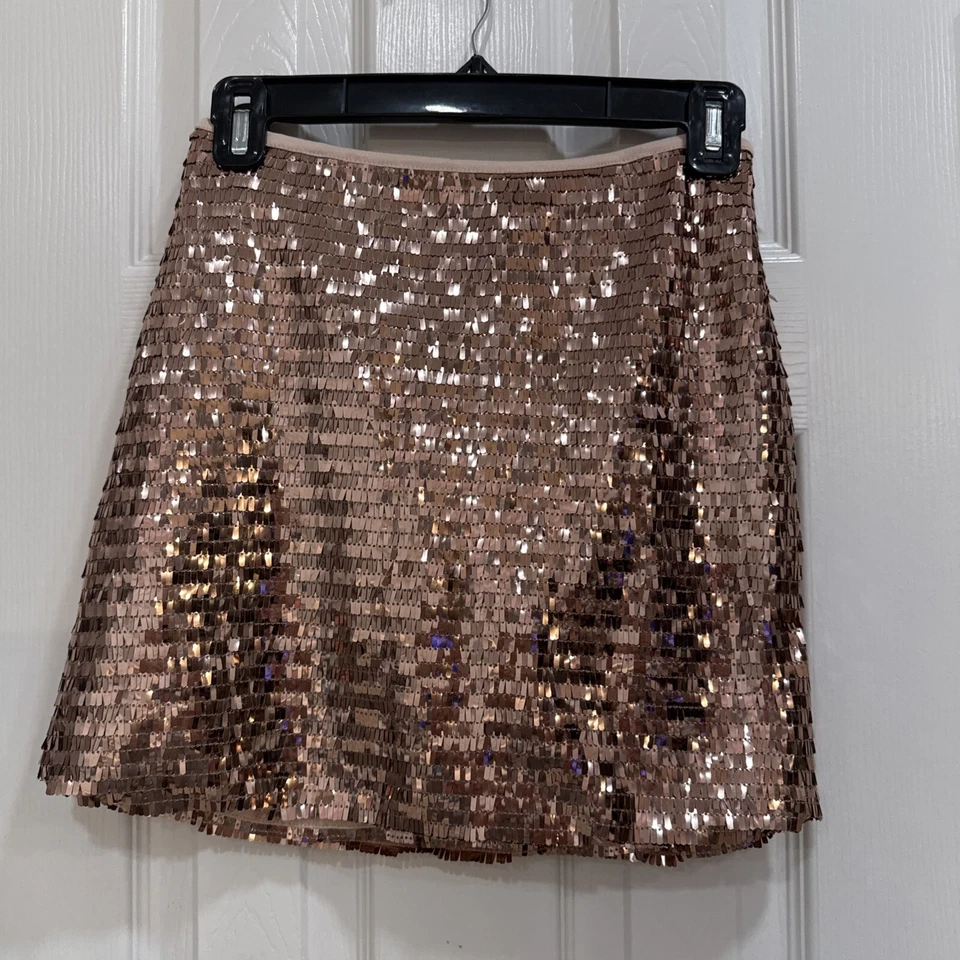 GB Girls Pink Rose Shimmering Sequin Party Mini Skirt Size 12 - Image 1 of 4