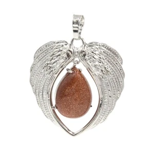 Teardrop & Waterdrop Gemstone Heart Pendant for Making Jewelry Angle Wings  - Picture 1 of 64