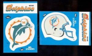 1987 Fleer Action MIAMI DOLPHINS Helmet & Logo Sticker Set Mint - Bild 1 von 1