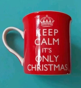 ROTE "Keep Calm It's Only Christmas" Tasse Fine China Tee/Kaffeetasse Neu - Bild 1 von 7