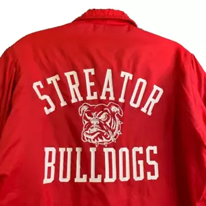 Vintage 60s STREATOR BULLDOGS Varsity Jacket Mens M Empire Plush Lined Windbreak - Picture 1 of 13