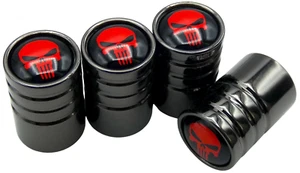 1 Set of Wheel Tire Valve Cap Stem Cover Car, Bike, Truck, SUV Red Skull - Picture 1 of 12