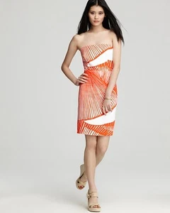 Vestido Milly Tandarine Naranja Blanco Estampado Sin tirantes $285 Nuevo con etiquetas 2 - Imagen 1 de 1