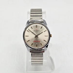 Helbros Electric Men's Watch Quartz Silver Chrome Running 35mm West German Made - Picture 1 of 9
