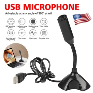 Desktop Mini Microphone USB Computer Mic Recording Noise Reduction For Laptop PC - Picture 1 of 18