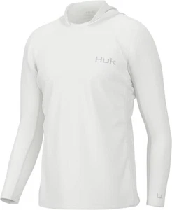 Men's HUK Icon X Long Sleeve 2XL Hooded Fishing Shirt White XXLarge RV $60.00 - Picture 1 of 12