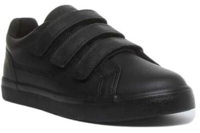 Kickers Tovni Viaje Juventud Tres Correas Cuero Calzado Escolar Negro Talla UK 3 - Imagen 1 de 4
