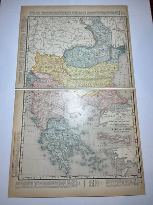 1900 / 1907 Greece & The Balkans Region fm 1910 Rand McNally Atlas SEE DESCRIP - Image 1 of 3