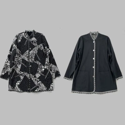 Koos Of Course Reversible Linen Jacket Womens 1X Floral Black Luxury Career - Image 1 of 4