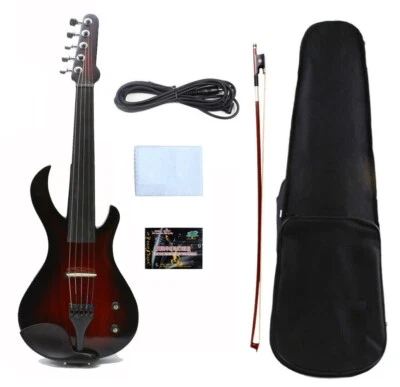 5 String Guitar Style Electric Violin 4/4 Full Size Solid Wood Violin with Case - Image 1 of 4