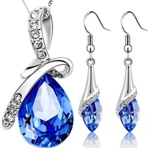 Conjuntos de Joyas Circonita Cristales Lágrima Moda Collar y Pendientes Conjunto Mujer - Imagen 1 de 7