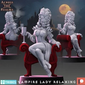 Vampire Lady Relaxing | Across the Realms | Wargaming | TTRPG | Grimdark | 32mm - Picture 1 of 2