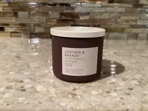 Bath & Body Works LEATHER & BRANDY 3-Wick Candle 14.5 oz with FREE SHIPPING - Picture 1 of 2