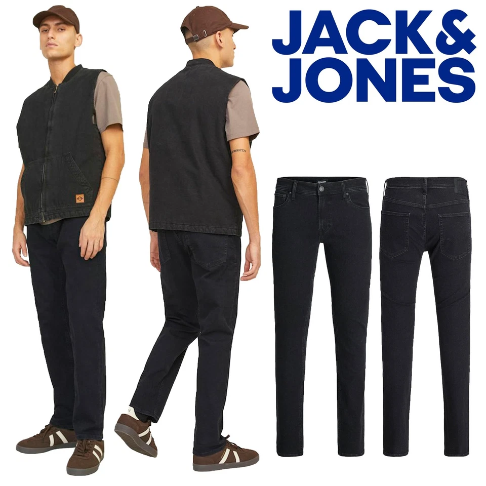 Jack & Jones Mens Black Jeans Comfort Fit Denim Pants for Men- 28 to 38 Waist