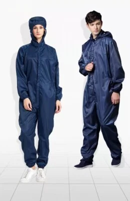 Unisex ESD Anti-static Coveralls Clothes Hood Lab Jacket Coat Unisex S-7XL - Image 1 of 4