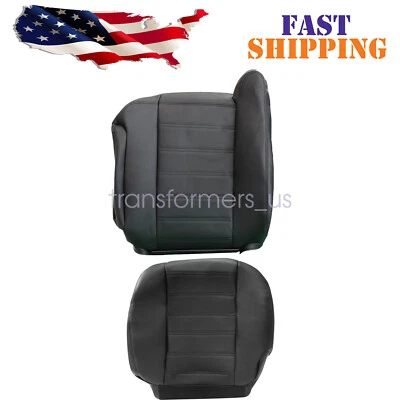 Fits 2003 2004 2005-2007 Hummer H2 Driver Bottom & Top Leather Seat Cover Black - Image 1 of 4