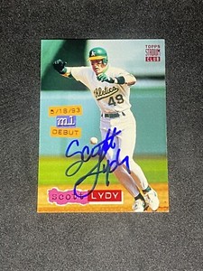 Scott Lydy 1994 Topps Stadium Club #391 Oakland Athletics Auto Signed RC Card