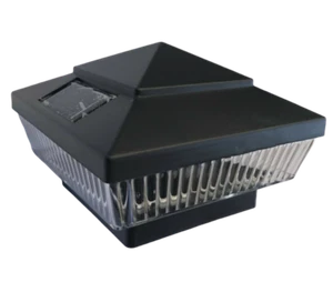 Solar Square Outdoor 4" 5" 6" Black 5 LED Patio Fence Post Cap Light 12 Pcs - Picture 1 of 6