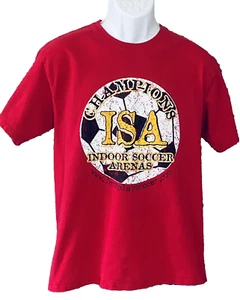 Camiseta mediana de fútbol para hombre manga corta estampado gráfico rojo cuello redondo algodón - Imagen 1 de 9