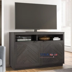 Herringbone TV Stand Console TVs up to 55" Entertainment Center Storage Cabinet - Picture 1 of 10