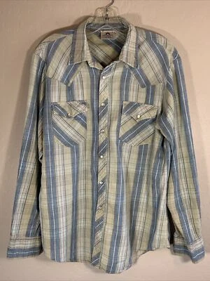 Vintage Saturdays In California Pearl Snap Western Shirt Men's XL Blue Green - Image 1 of 4
