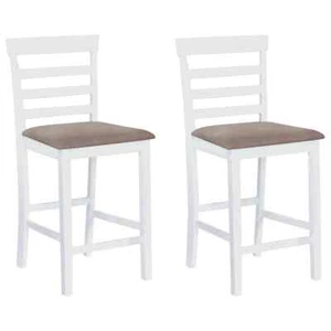 Bar Chairs Counter Kitchen Stools Dining Chairs 2 pcs White Fabric - Picture 1 of 8