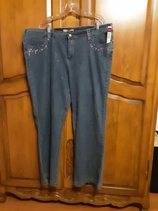 Bill Blass Mujer Ropa Azul Jeans Decorativos Rosa Rinstones Talla 22w - Imagen 1 de 7